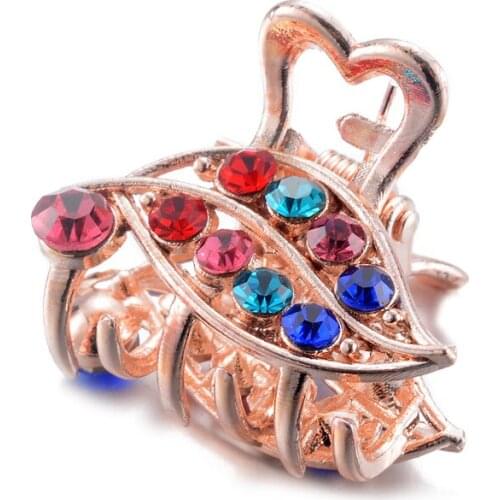 1Pc Cute Fashion Metal Leaf Shape Hair Clip Claw Crab 2019 Multicolor Crystal Rhinestone Hair Claws Wedding Hair Accessories