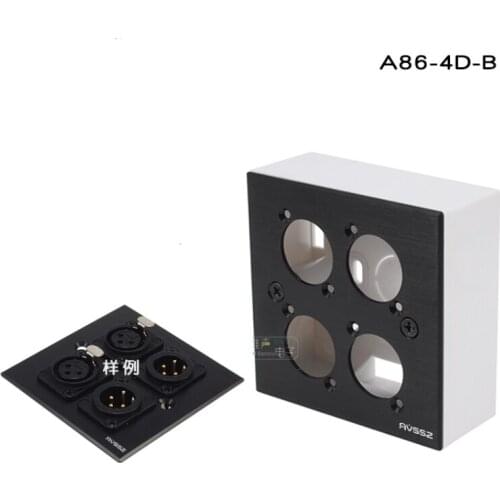 1Pcs wall plug information box four 4-hole audio and video AV socket power supply 86 panel A86-4D-B multimedia