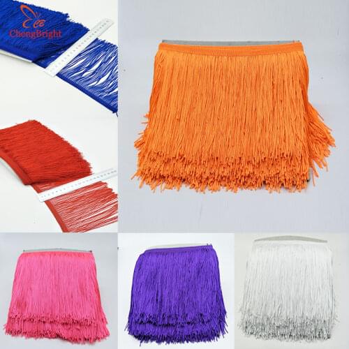 CHENGBRIGHT 1Yard 15cm Wide Lace Fringe Trim Tassel Fringe Trimming For Latin Dress Stage Clothes Accessories Lace Ribbon Tassel