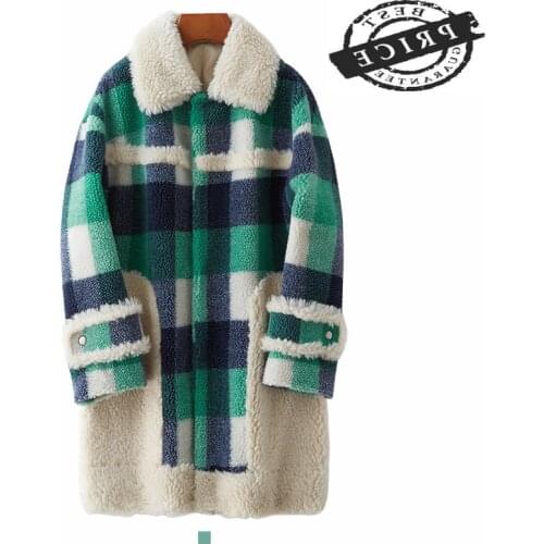100 % Real Fur Coat Female Winter Warm Jacket Women Clothes 2021 Korean Vintage Long Sheep Shearing Coats Elegant Fur Top 331006