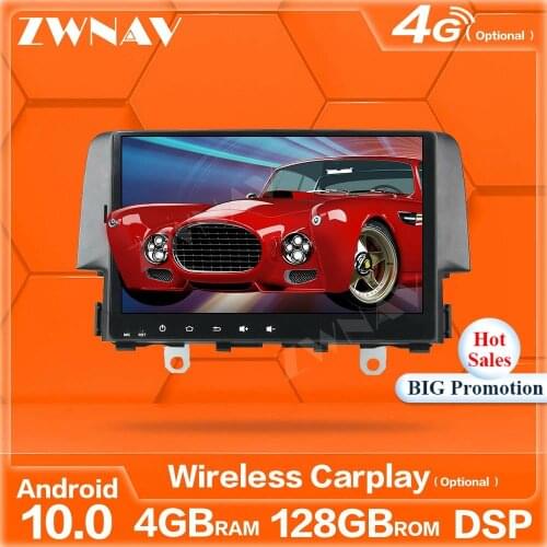 128GB Carplay Android 10 Screen Car Multimedia Player For CIVIC 2016 2017 2018 GPS Navi Auto Audio Radio Music Stereo Head Unit