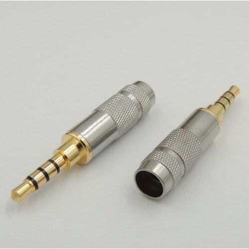2pcs Stereo male 3.5mm 4 Pole Repair Headphone Jack Plug Cable Audio Solder adapter