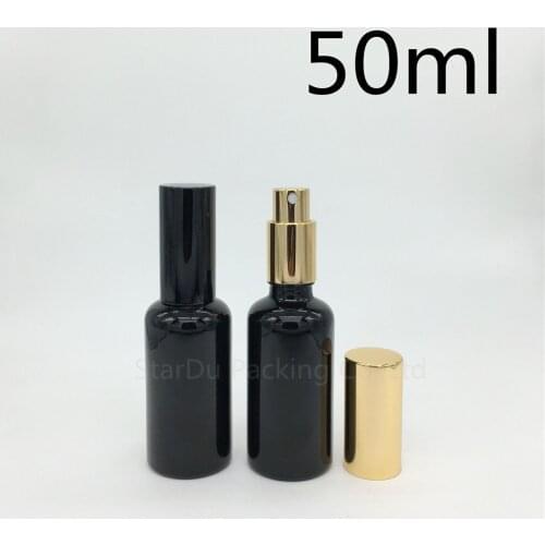 480pcs/lot 50ml black glass bottle with aluminum sprayer, 50cc Essential Oil Spray perfume bottles