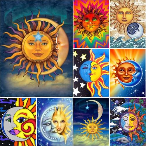 5D Diamond Embroidery Full Drill Sun And Moon Diamond Painting Cartoon Rhinestones Mosaic Pictures Art Cross Sitch Wall Sticker