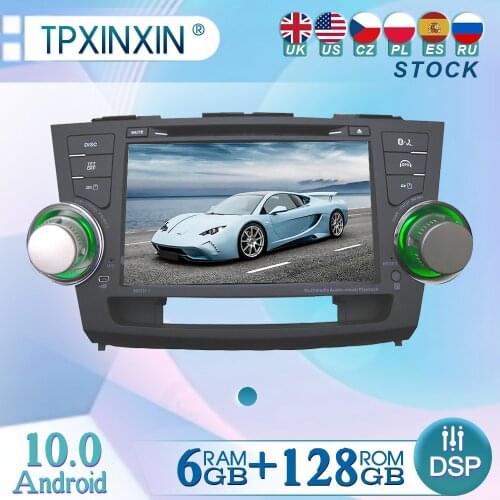 6+128GB ForToyota Highlander 09-13 8" Android10 Radio Player Car GPS Navigation Head Unit Car Radio with Screen WIFI DSP CARPLAY