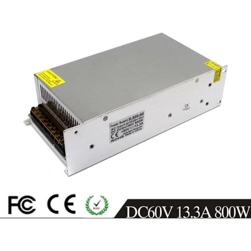 AC-DC 60V 13.3A 800W Power Supply Adapter AC110V 220V Transformer DC60V Led Driver SMPS for CNC Machine CCTV Stepper Printer