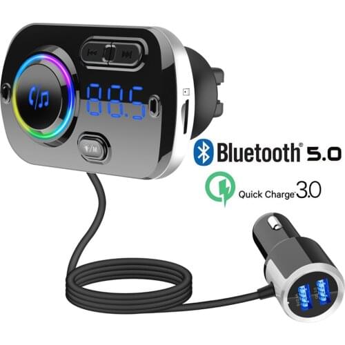 Quick Charge 3.0 USB Car Charger 3.5mm AUX Audio Receiver Car MP3 Player Support TF Card Bluetooth 5.0 FM Modulator