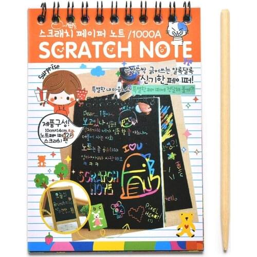 1pc Drawing Sketchbook Paper DIY Scratchbook Scratch Stickers Kids Toy Wooden Boys Scraping Painting Learning Educational Toys