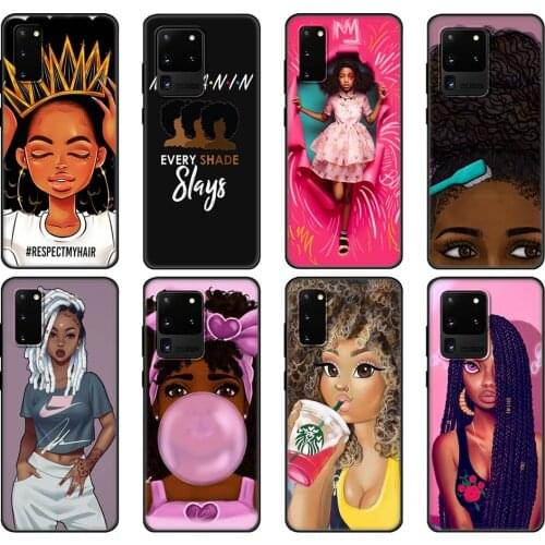 Black tpu Case For Samsung galaxy S20 /S20 PLUS/S20 ultra/S20+ /S20FE back cover African Beauty Afro Puffs Black Girl