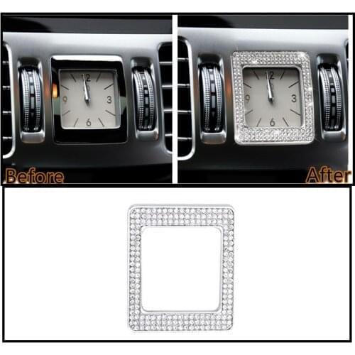 Car Interior Clock Rhinestone Applique Garland For Mercedes Benz Accessories C E S Class GLC CLS (Square Clock)