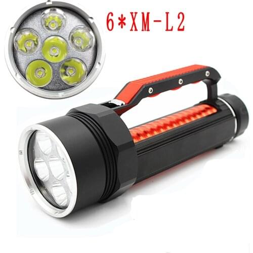 Diving Flashlight 6x XM-L2 LED 4800LM White Light Waterproof Scuba Lamp Underwater Dive Torch 26650 Lanterna