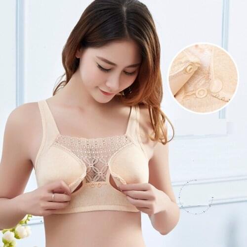 Cotton Breastfeeding Bra Front Closure Maternity Nursing Bra Women Underwear Open Cup Breast Feeding Bra Pregnancy Sleeping Bra