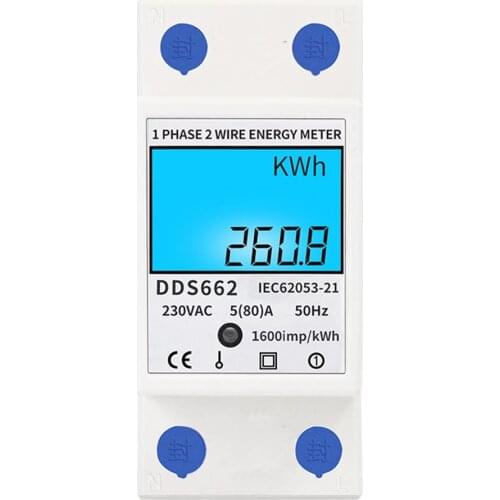 17000W Digital Electric Energy Meter Single Phase DIN Rail Electricity Meter One Phase Two Wire Multifunction Electrical Meter