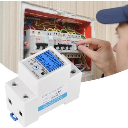 Din Rail Digital Single Phase Reset Zero Energy Meter kWh Voltage Current Power Consumption Meter Wattmeter Electricity 220V AC