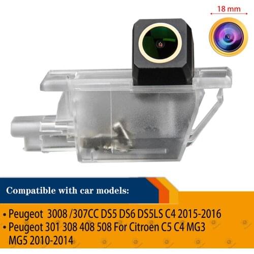 Rear View Reverse Backup Camera for Peugeot 301 308 408 508 Citroen C4 C5 DS5 DS6 Golden Camera Night Vision HD 1280x720p Camera