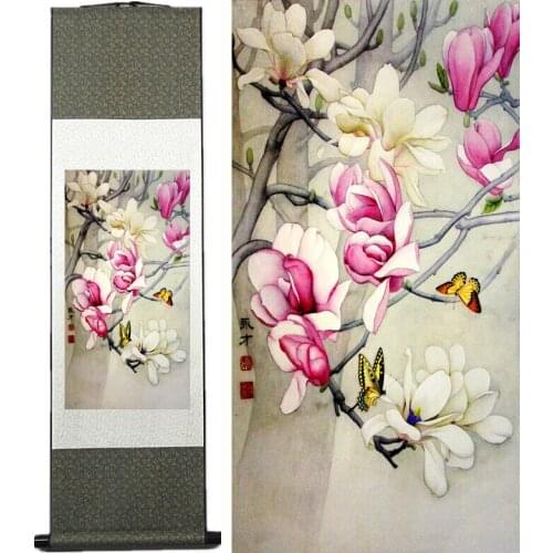 Spring Flower painting Home Office Decoration Chinese scroll painting flower art painting Chinese paintingPrinted painting