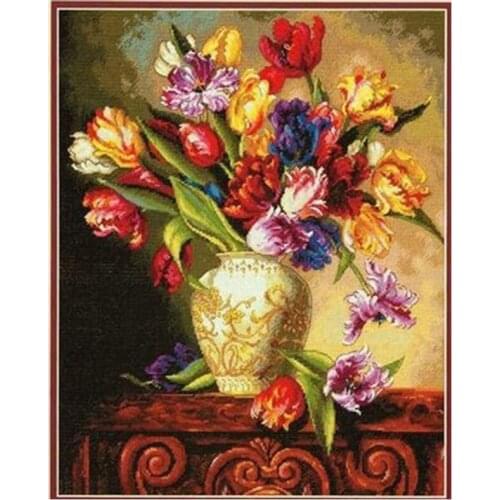 Colorful bottle flowers patterns Counted Cross Stitch 11CT 14CT 18CT DIY Cross Stitch Kits Embroidery Needlework Sets home decor