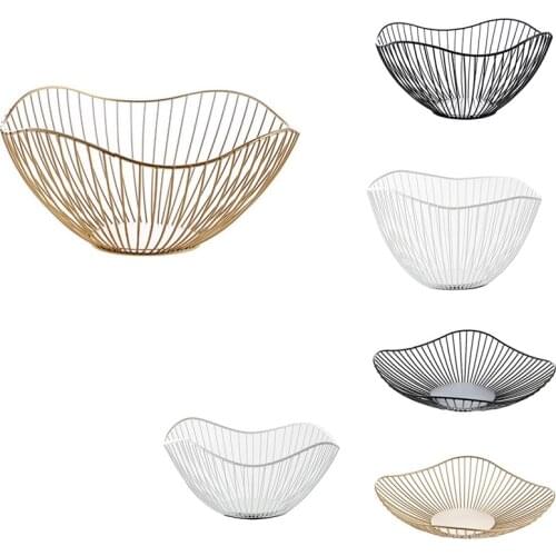 Creative Irregular Desktop Fruit Basket Kitchen Iron Snacks Candy Storage Basket Drainer Fruit Plate Organizer