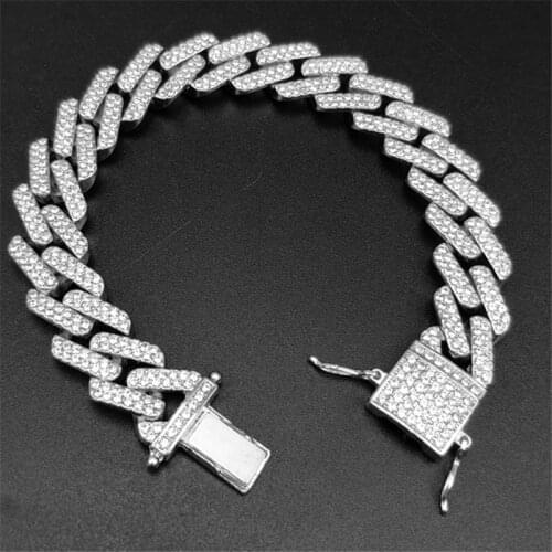 AITIEI 14mm Iced Out Cuban Chain Bracelet Micro Pave Cubic Zirconia With Box Clasp Hip Hop Fashion Jewelry For Gift Men Women