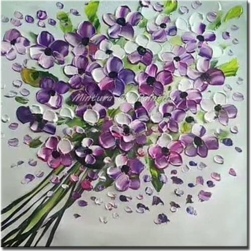 Mintura Art Hand Painted Flower Oil Painting on Canvas Modern Abstract Flowers Picture Wall Paintings For Living Room Home Decor
