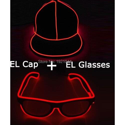 Fashion Cool LED Flashing Hip Hop Cap EL Party Hat LED Glasses 10 Lighting Colors Available DJ Show Costume Decoration