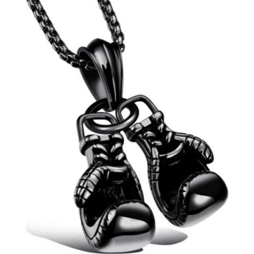 Fashion Sport Fitness Jewelry Double Boxing Glove Pendant Necklace Chic Men Hiphop Chain Necklace Cool Male Jewellery