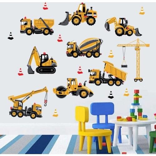Cartoon DIY Wall Stickers Transport Cars Truck Digger wallpaper For Kids Rooms Home Decor Boys Room Decoration Art Wall Poster