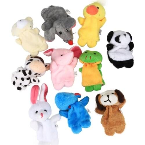 Cartoon Animals Hand Finger Puppets Velvet Stuffed Plush Family Accessories Educational Learning Interesting Toys For Children