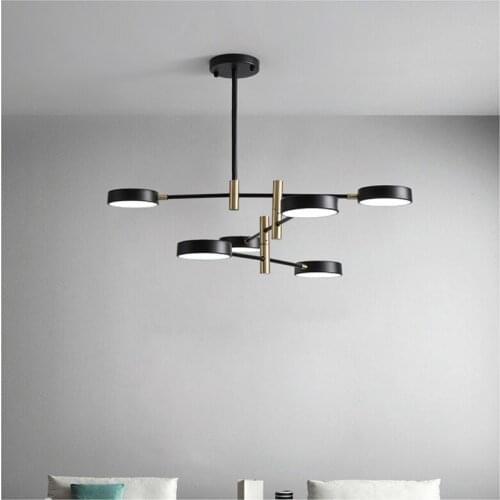 Simple personality LED pendant lgihts Nordic home wrought iron set hall rotated pendant lamp Black/White