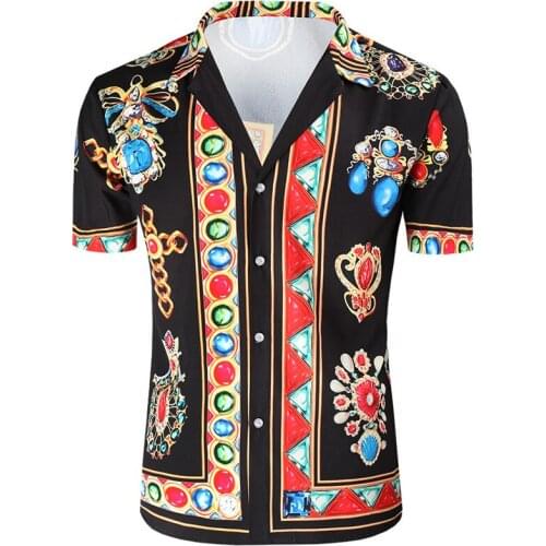 Luxury Shirt Men Casual Slim Fit Short Sleeve Summer Men Printed Shirt Camisa Social Masculina Manga Longa Prom Party Shirt