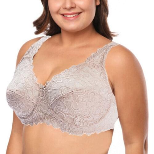Sexy Lace Push Up Ladies Bra Plus Size Brassiere Womens Underwear Big Size Underwire Lingerie BH 34-44 B C D DD E Cup
