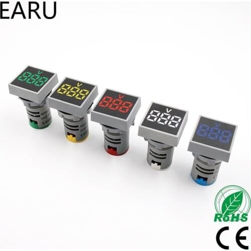 22MM AC 20-500V 0-100A Voltmeter Voltage Meter Indicator Pilot Light Digital LED Ammeter Ampermeter Currrent Gauge Tester Car