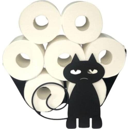 Toilet Roll Paper Holder Towel Iron Cat Storage Rack Novelty Toilet Tissue Holders Bathroom Paper Storage Powder Organization