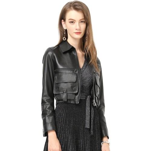 High Quality Genuine Leather Jackets Women Short Coat Female Spring Autumn Real Sheepskin Womens Coats Mujer Chaqueta Zjt1679