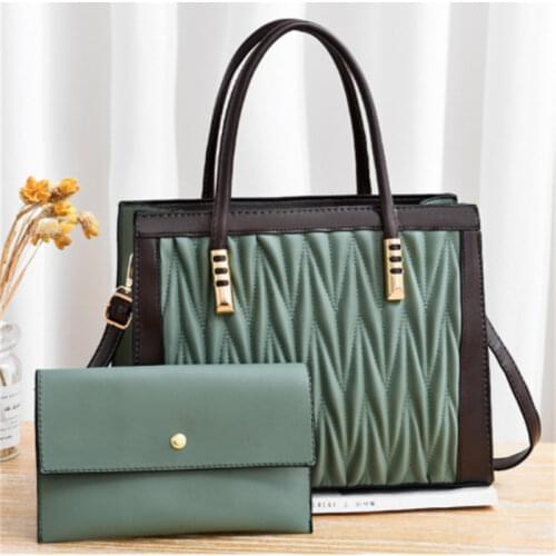 Womens Handbag Shoulder Bag 2 PCS Messenger Hand Bag Wallet Ladies Designer Luxury 2021 PU Leather Good Quality