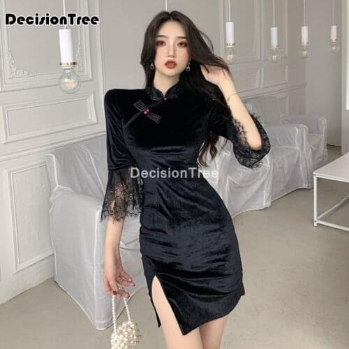 2021 chinese dress elegant print flower women short cheongsam chinese traditional dress rayon qipao vestidos oriental dress