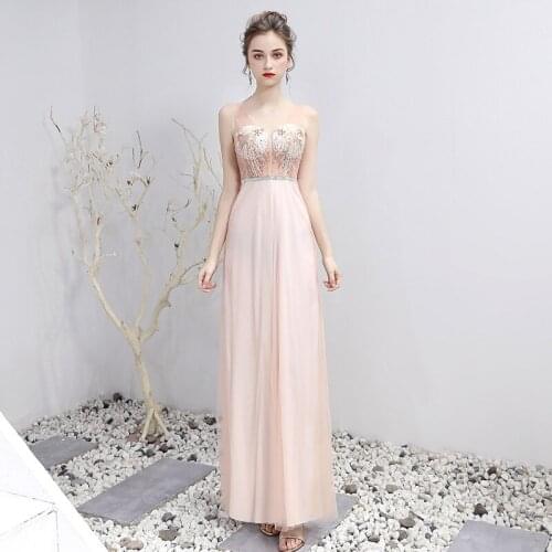 Evening Dress Embroidery Elegant A-Line V-Neck Appliques Sleeveless New Floor-length Plus size Women Formal Party Dresses C1314