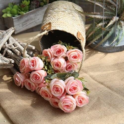 1PCS silk hearts rose bouquet wedding hand hold flower bouquet European style home party hotel party shop window decoration