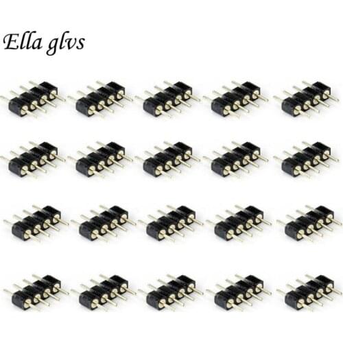 10pc/lot 4pin RGB connector, 4 pin needle, male type double 4pin, small part for LED RGB 3528 and 5050 strip