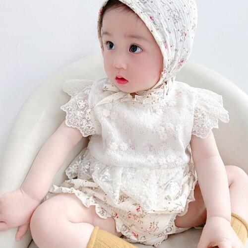 2021Summer Baby Girls Romper + Headband Cotton Short-sleeved Infant Rompers Newborn Clothes Baby Girl Clothes