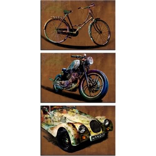 3Pieces Diamond Painting Classic Car Motorcycle Bicycle Diamond Embroidery Full Set Diamond Mosaic Rhinestone Decorations Gifts
