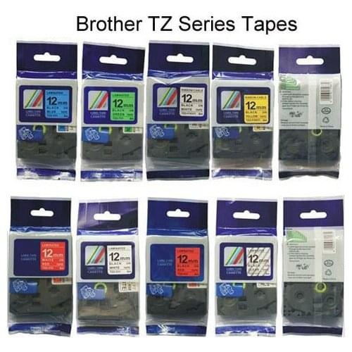 5pcs mixed colors TZ label tape tze131, TZe 231, TZ-431,TZ-531,TZ 631,TZe 12mm*8m tape for p touch pt-d200 printer