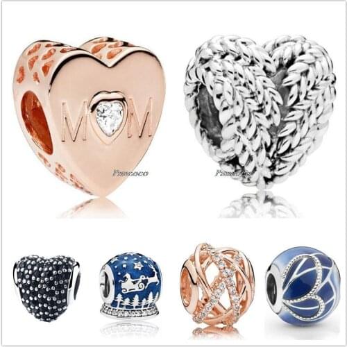 Authentic 925 Sterling Silver Openwork Icon Of Nature Heart Charm Beads Fit Pandora Bracelet & Necklace Jewelry