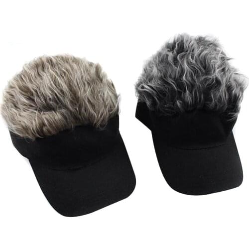 Unisex Baseball Hats With Fake Hair Wig Headband Visor For Men Women Sun Protection Running Sports Quick-Drying Solid Caps Novel