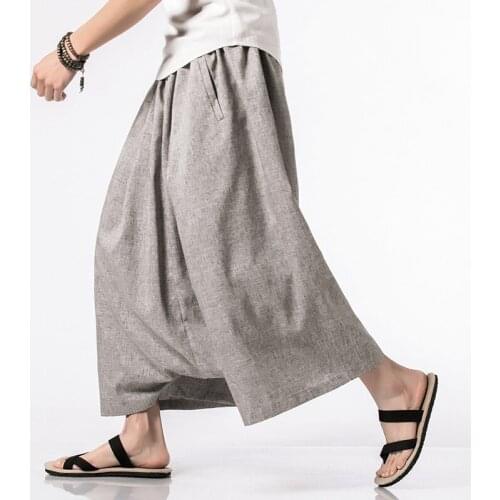 Casual Harem Pants Drop Crotch Pants Male Solid Loose Hip-hop Trousers Fashion Streetwear Cross Pants Men In Mens Cross Pants