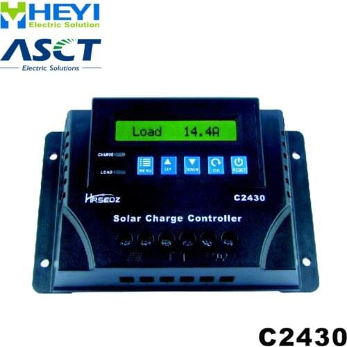 C2430 LCD parameters adjustable Solar Charge and Discharge Controller 20A 12V / 24V solar controller pwm large terminal blocks