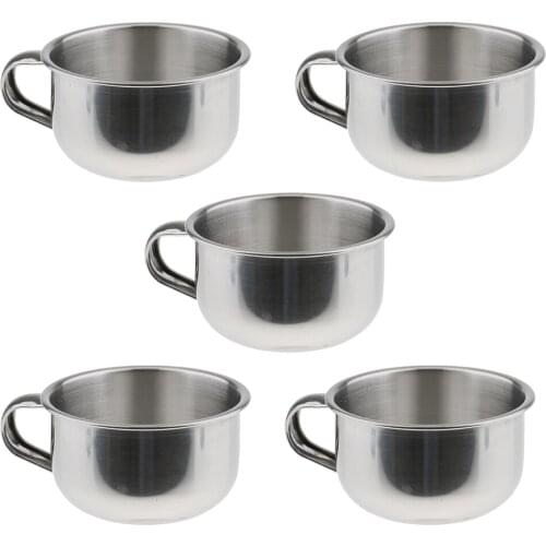 Bulk Lot of 5 Pieces Mens Beard Shaving Bowl Mugs Cup( Made of Stainless Steel), Rust-proof & Durable