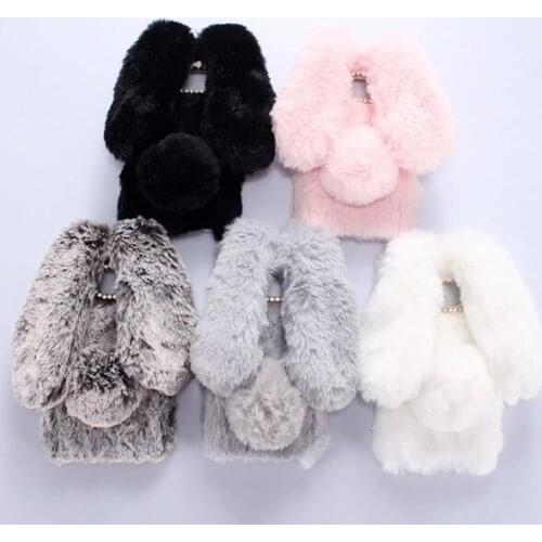 3D Rabbit Bunny Case for Samsung Galaxy A8S A10 A10S A20 A30 40 A50 A70 M10 M20 New Artificial Fur Cony Hair Soft Silicone Cover