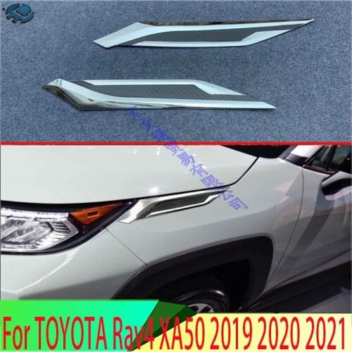 For TOYOTA Rav4 XA50 2019 2020 Decorate Accessories ABS Chrome Front Head Light Headlight Lamp Trim