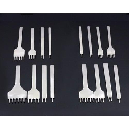 Hole Chisel Hand Sewing Hole Punches 4Pcs/Set Punch Tools Multipurpose for Graving Stitching Stainless Steel Leather Craft Tool